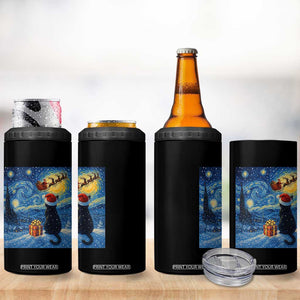 Cat Starry Night Christmas 4 in 1 Can Cooler Tumbler Van Gogh Cat Lover Xmas TS14 Print Your Wear