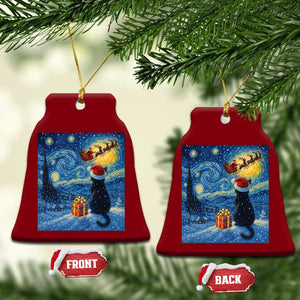 Cat Starry Night Xmas Ceramic Ornament Van Gogh Cat Lover Xmas - Print Your Wear