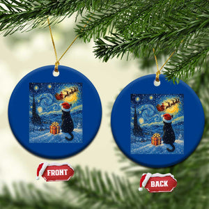 Cat Starry Night Xmas Ceramic Ornament Van Gogh Cat Lover Xmas - Print Your Wear