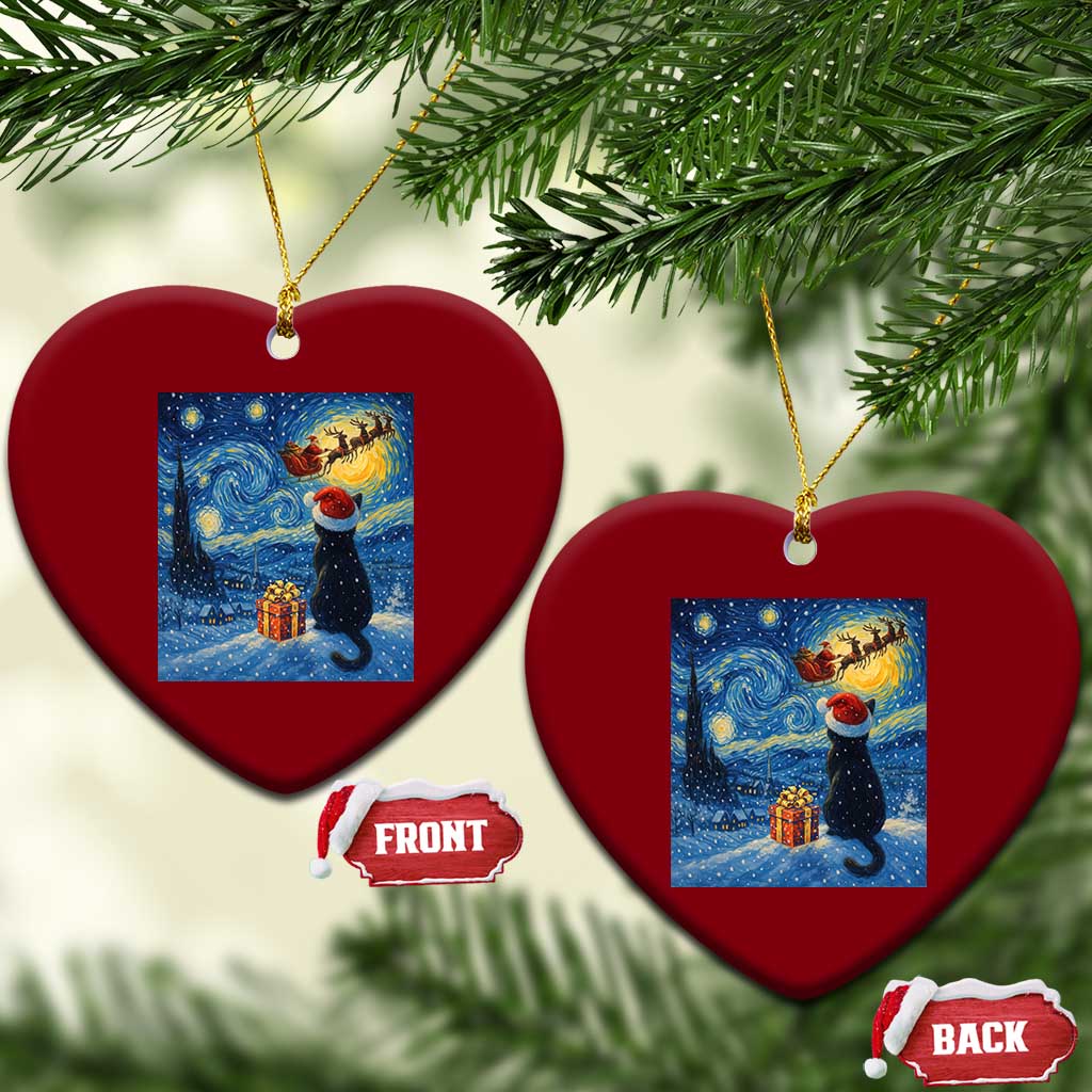 Cat Starry Night Xmas Ceramic Ornament Van Gogh Cat Lover Xmas TS14 Print Your Wear