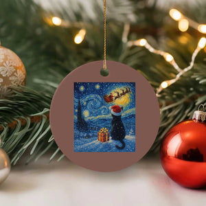 Cat Starry Night Xmas Ceramic Ornament Van Gogh Cat Lover Xmas - Print Your Wear