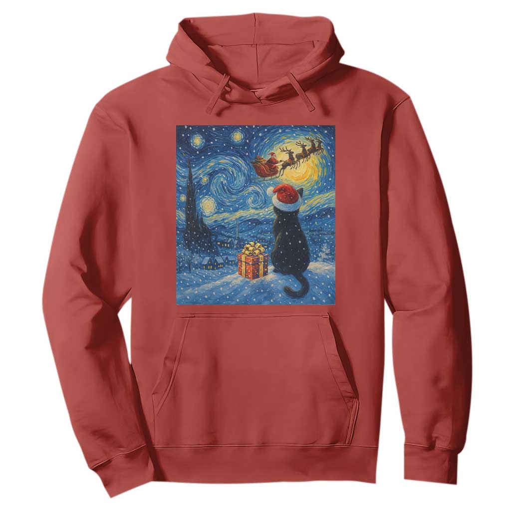 Cat Starry Night Christmas Hoodie Van Gogh Cat Lover Xmas TS14 Red Print Your Wear