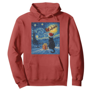 Cat Starry Night Christmas Hoodie Van Gogh Cat Lover Xmas TS14 Red Print Your Wear