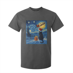 Cat Starry Night Christmas T Shirt For Kid Van Gogh Cat Lover Xmas TS14 Dark Heather Print Your Wear