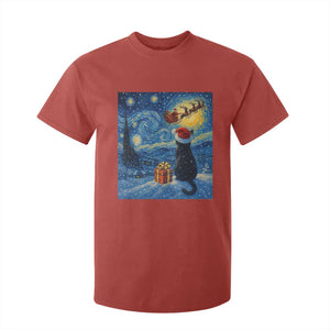 Cat Starry Night Christmas T Shirt For Kid Van Gogh Cat Lover Xmas TS14 Red Print Your Wear