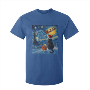 Cat Starry Night Christmas T Shirt For Kid Van Gogh Cat Lover Xmas TS14 Royal Blue Print Your Wear