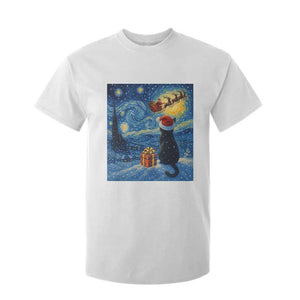 Cat Starry Night Christmas T Shirt For Kid Van Gogh Cat Lover Xmas TS14 White Print Your Wear