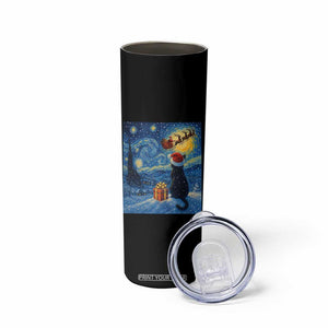 Cat Starry Night Christmas Skinny Tumbler Van Gogh Cat Lover Xmas TS14 Print Your Wear