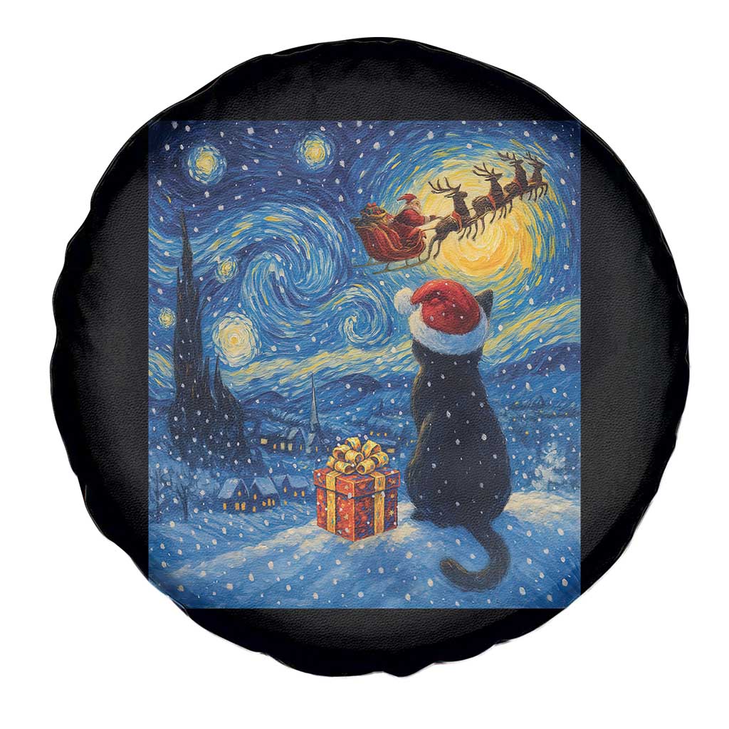 Cat Starry Night Christmas Spare Tire Cover Van Gogh Cat Lover Xmas TS14 Print Your Wear