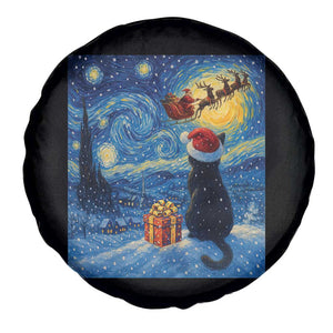 Cat Starry Night Christmas Spare Tire Cover Van Gogh Cat Lover Xmas TS14 Print Your Wear