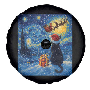 Cat Starry Night Christmas Spare Tire Cover Van Gogh Cat Lover Xmas TS14 Print Your Wear