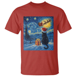 Cat Starry Night Christmas T Shirt Van Gogh Cat Lover Xmas TS14 Red Print Your Wear