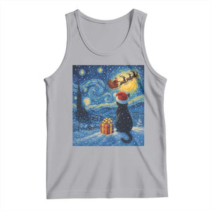 Cat Starry Night Christmas Tank Top Van Gogh Cat Lover Xmas TS14 Athletic Heather Print Your Wear