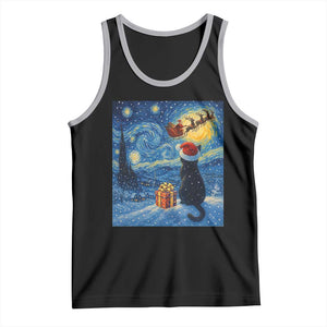 Cat Starry Night Christmas Tank Top Van Gogh Cat Lover Xmas TS14 Black Athletic Heather Print Your Wear