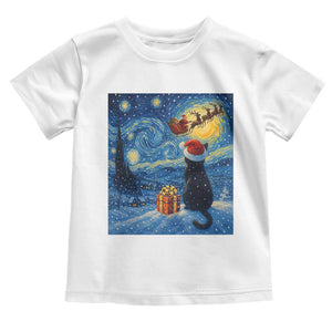 Cat Starry Night Christmas Toddler T Shirt Van Gogh Cat Lover Xmas TS14 White Print Your Wear