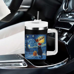 Cat Starry Night Christmas Tumbler With Handle Van Gogh Cat Lover Xmas TS14 Print Your Wear