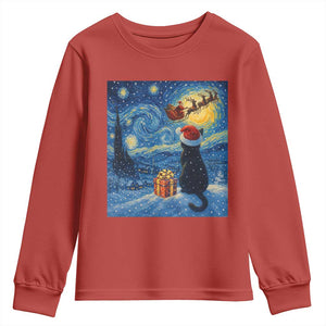Cat Starry Night Christmas Youth Sweatshirt Van Gogh Cat Lover Xmas TS14 Red Print Your Wear