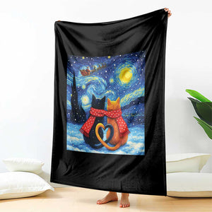 Funny Couples Christmas Throw Blanket Cats Lover Starry Night TS14 Print Your Wear