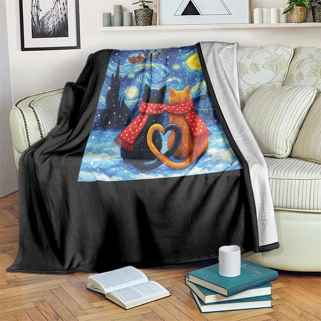 Funny Couples Christmas Throw Blanket Cats Lover Starry Night TS14 Print Your Wear