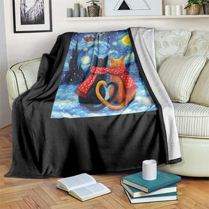 Funny Couples Christmas Throw Blanket Cats Lover Starry Night TS14 Print Your Wear