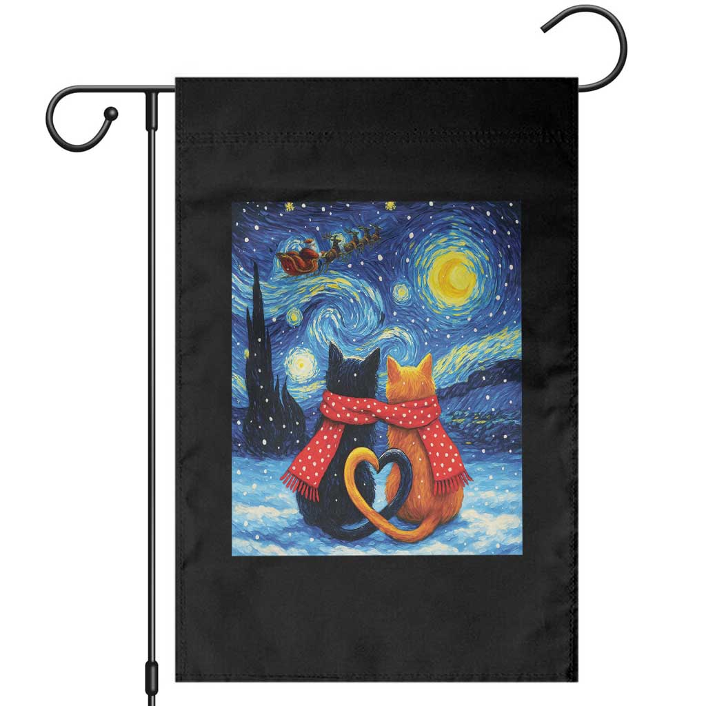 Funny Couples Christmas Garden Flag Cats Lover Starry Night TS14 Black Print Your Wear
