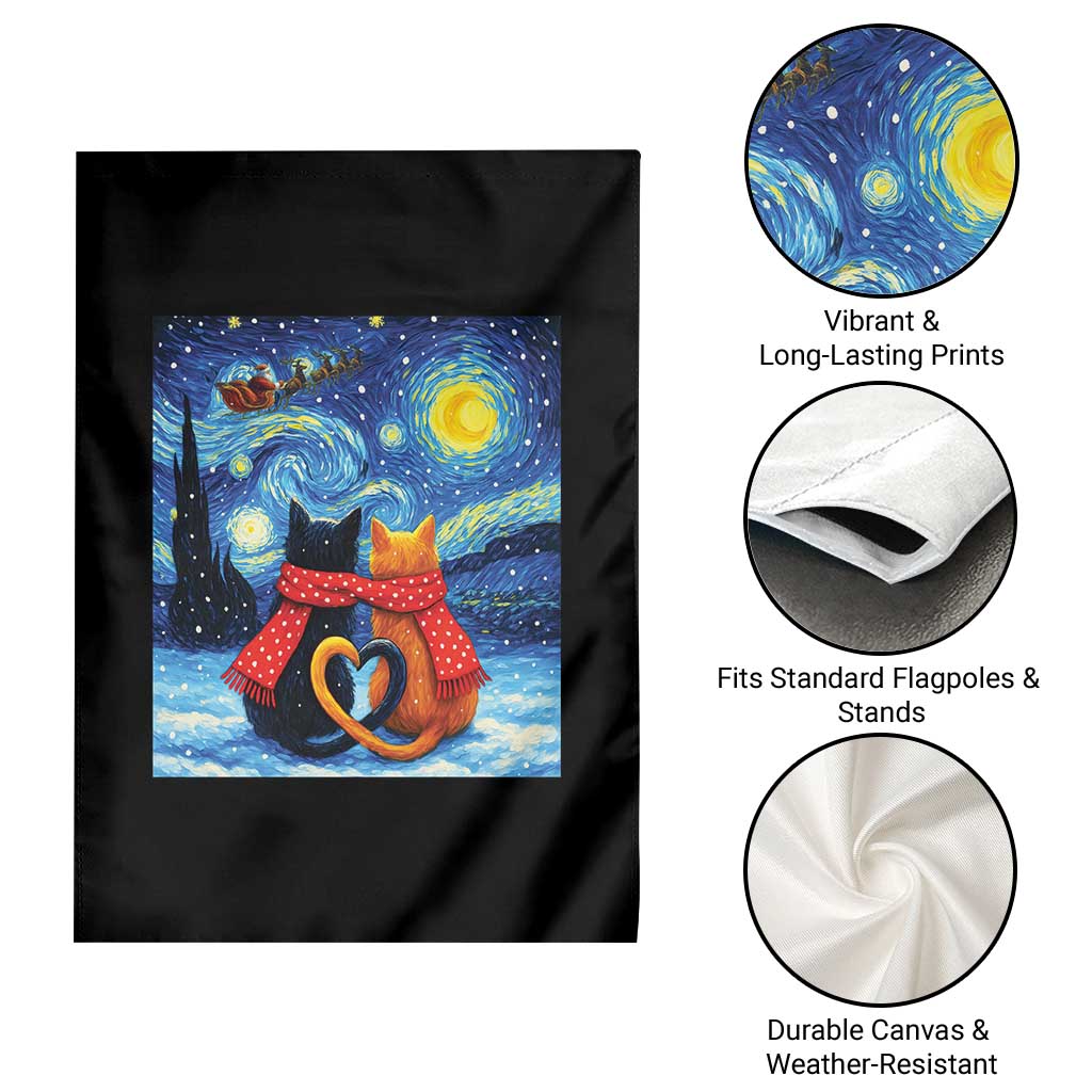 Funny Couples Christmas Garden Flag Cats Lover Starry Night TS14 Print Your Wear