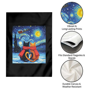 Funny Couples Christmas Garden Flag Cats Lover Starry Night TS14 Print Your Wear