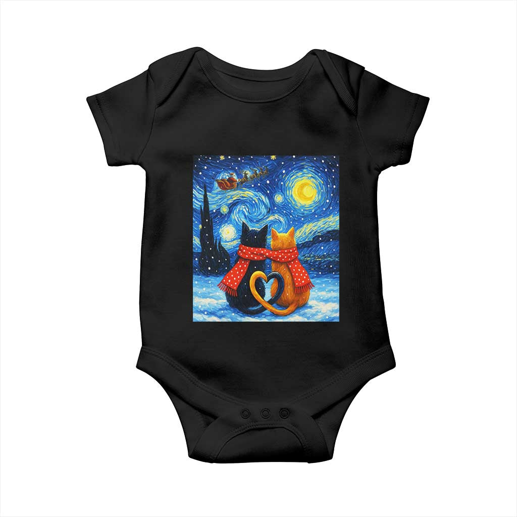 Funny Couples Christmas Baby Onesie Cats Lover Starry Night TS14 Black Print Your Wear