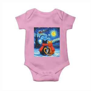 Funny Couples Christmas Baby Onesie Cats Lover Starry Night TS14 Light Pink Print Your Wear