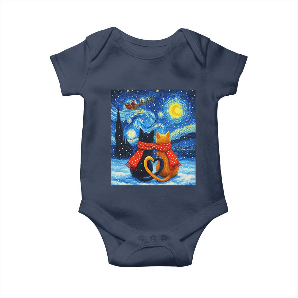 Funny Couples Christmas Baby Onesie Cats Lover Starry Night TS14 Navy Print Your Wear