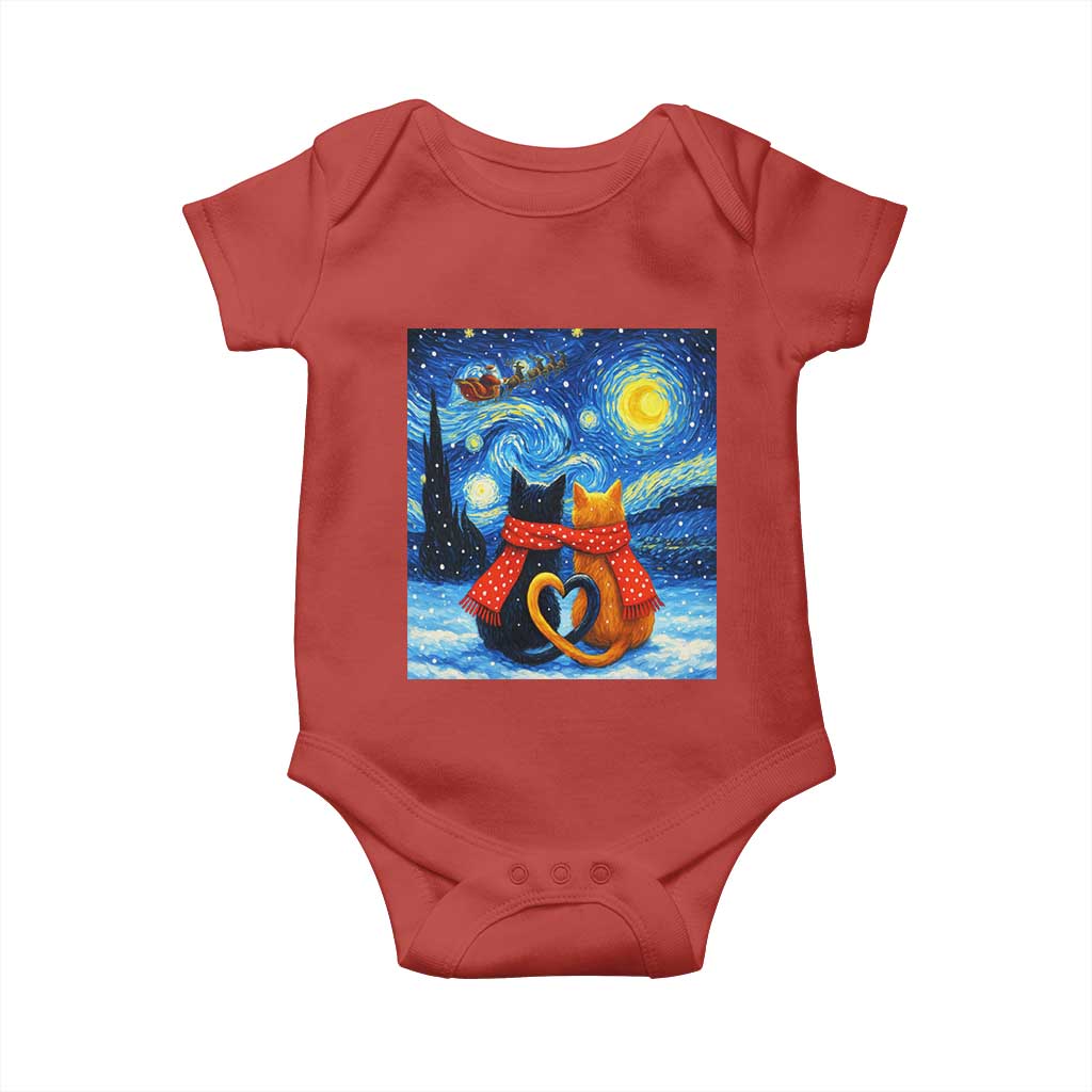 Funny Couples Christmas Baby Onesie Cats Lover Starry Night TS14 Red Print Your Wear