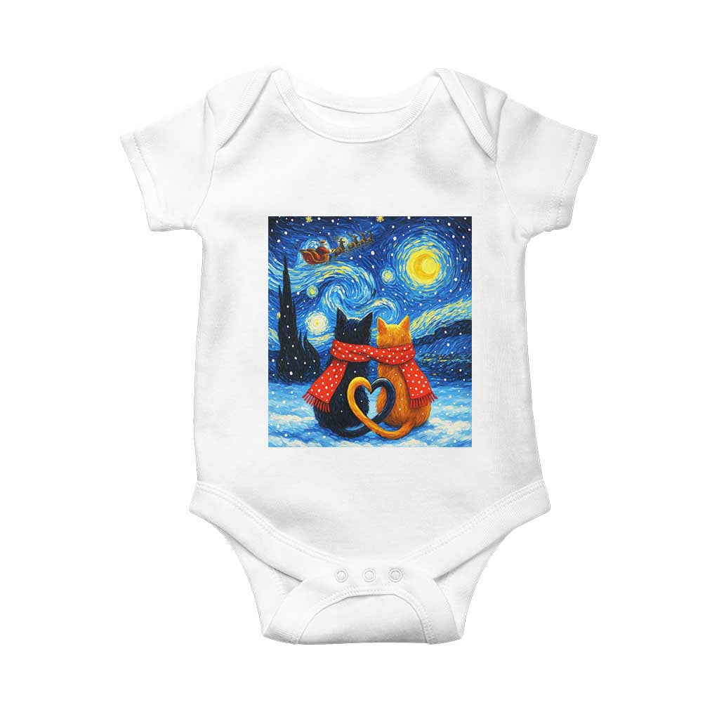 Funny Couples Christmas Baby Onesie Cats Lover Starry Night TS14 White Print Your Wear