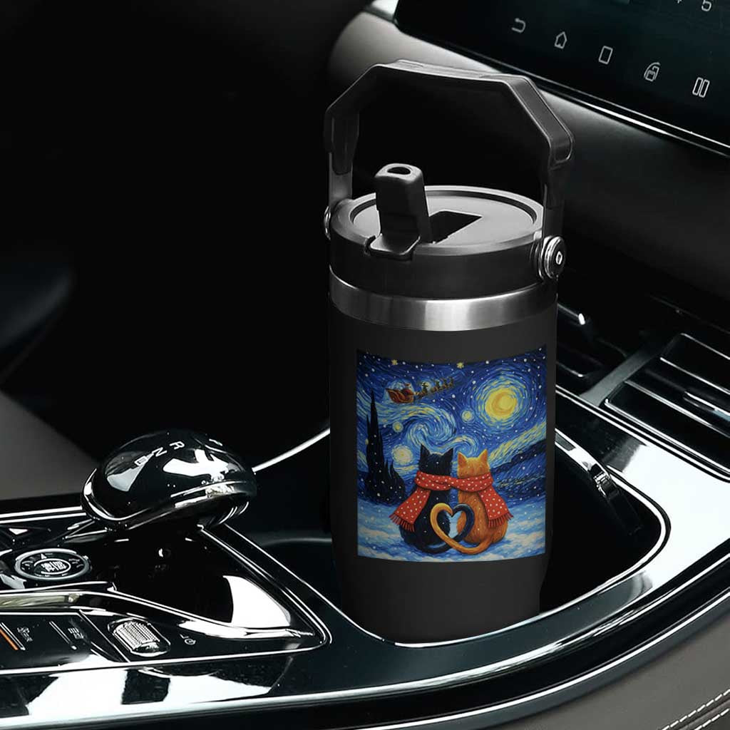 Funny Couples Christmas Flip Straw Tumbler Cats Lover Starry Night TS14 Print Your Wear