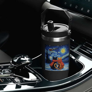 Funny Couples Christmas Flip Straw Tumbler Cats Lover Starry Night TS14 Print Your Wear