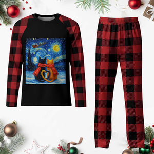 Funny Couples Christmas Plaid Pajama Set Cats Lover Starry Night TS14 Buffalo Plaid Print Your Wear