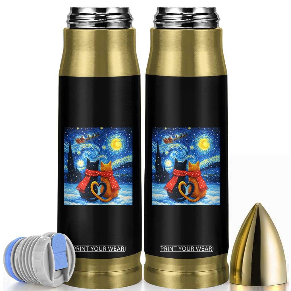 Funny Couples Christmas Bullet Tumbler Cats Lover Starry Night TS14 Black Print Your Wear