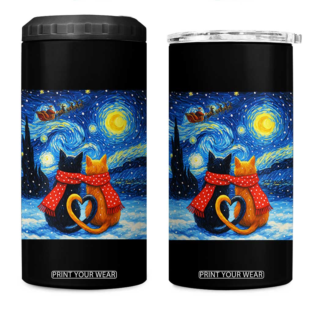 Funny Couples Christmas 4 in 1 Can Cooler Tumbler Cats Lover Starry Night TS14 One Size: 16 oz Black Print Your Wear