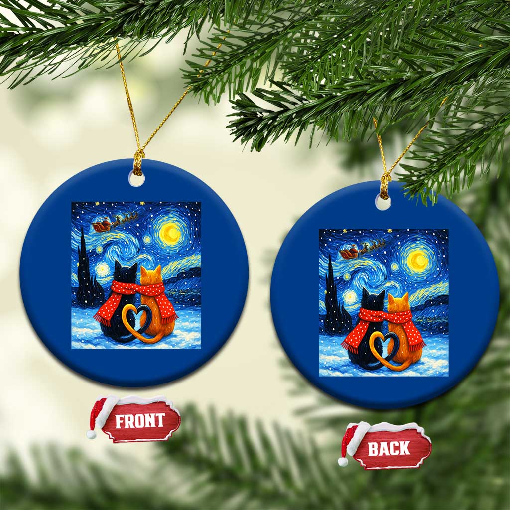 Funny Couples Xmas Ceramic Ornament Cats Lover Starry Night TS14 1pc Blue Print Your Wear