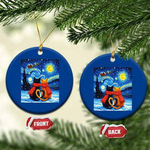 Funny Couples Xmas Ceramic Ornament Cats Lover Starry Night - Print Your Wear