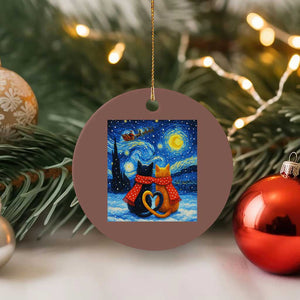 Funny Couples Xmas Ceramic Ornament Cats Lover Starry Night - Print Your Wear