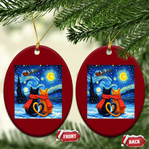 Funny Couples Xmas Ceramic Ornament Cats Lover Starry Night - Print Your Wear