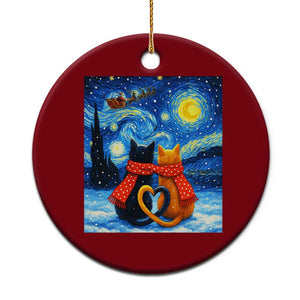 Funny Couples Xmas Ceramic Ornament Cats Lover Starry Night - Print Your Wear