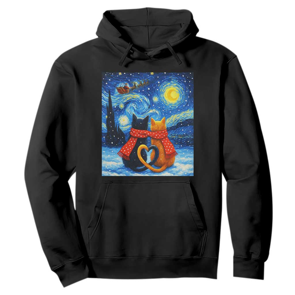 Funny Couples Christmas Hoodie Cats Lover Starry Night TS14 Black Print Your Wear