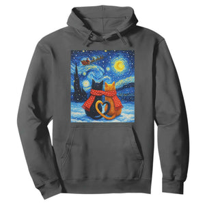 Funny Couples Christmas Hoodie Cats Lover Starry Night TS14 Dark Heather Print Your Wear