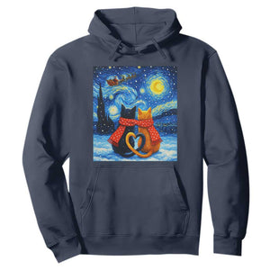 Funny Couples Christmas Hoodie Cats Lover Starry Night TS14 Navy Print Your Wear