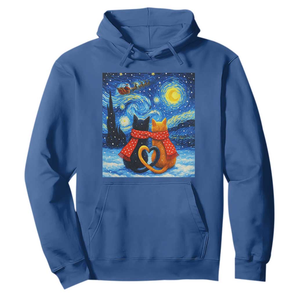 Funny Couples Christmas Hoodie Cats Lover Starry Night TS14 Royal Blue Print Your Wear