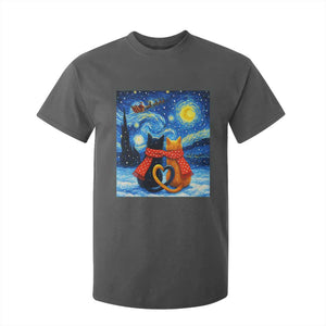 Funny Couples Christmas T Shirt For Kid Cats Lover Starry Night TS14 Dark Heather Print Your Wear