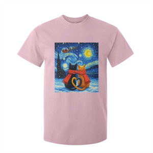 Funny Couples Christmas T Shirt For Kid Cats Lover Starry Night TS14 Light Pink Print Your Wear