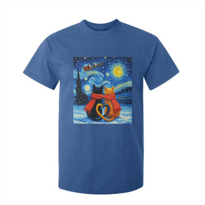 Funny Couples Christmas T Shirt For Kid Cats Lover Starry Night TS14 Royal Blue Print Your Wear