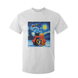 Funny Couples Christmas T Shirt For Kid Cats Lover Starry Night TS14 White Print Your Wear
